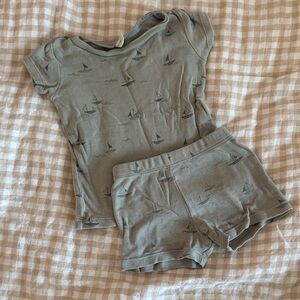 Rylee + Cru Sage Green Sailboat Kids Matching Set